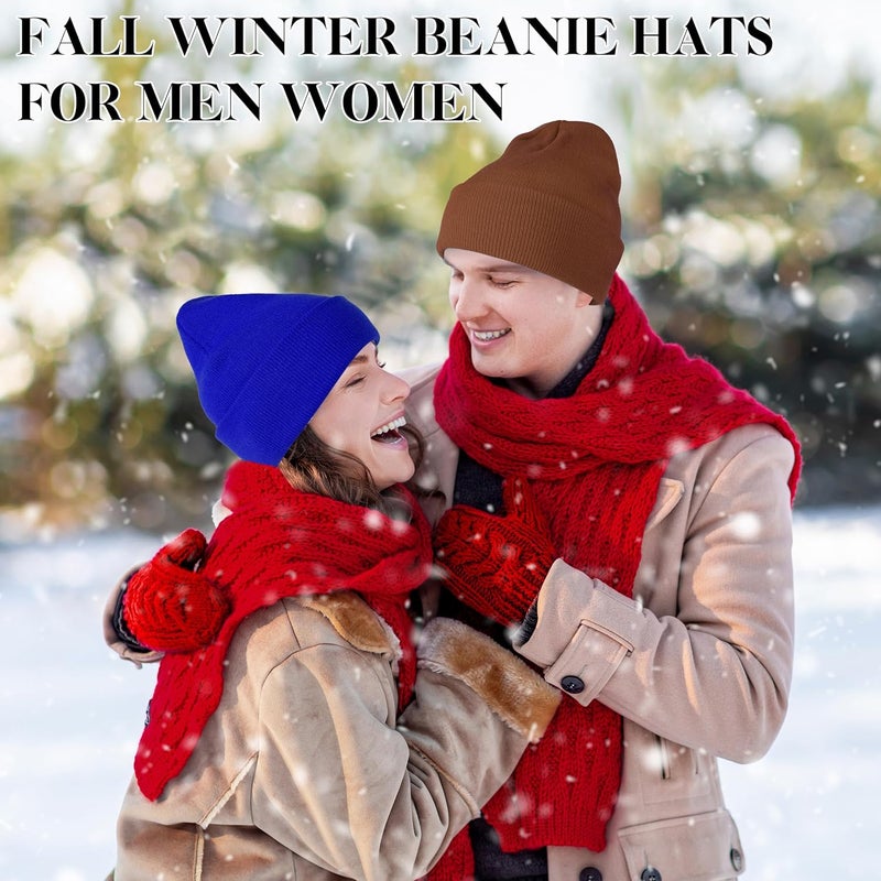 lucdnc Beanies for Men Women 2 Pack Fall Winter Men's Hats Unisex Warm Knit Skullies Beanies Soft Ski Caps - Image 5